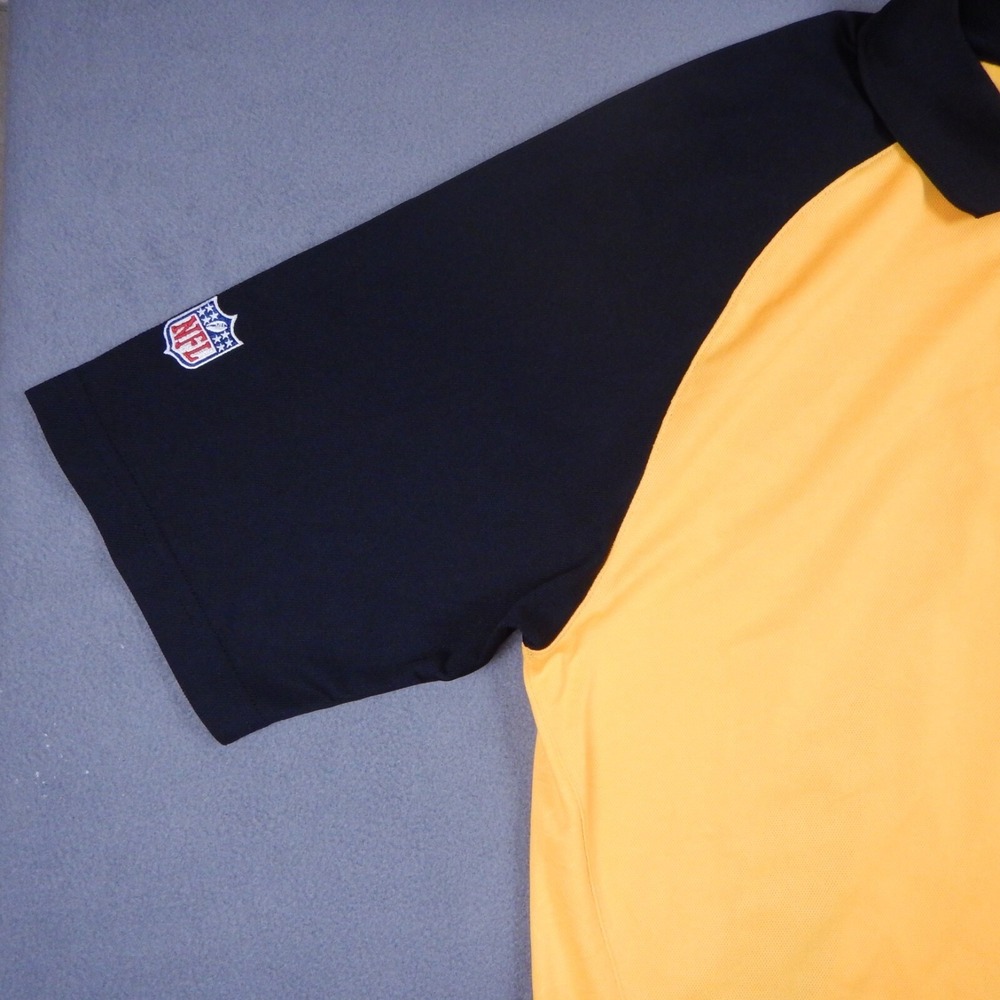 Pittsburgh Steelers Mens M Polo Shirt Reebok Yellow Black Short Sleeve NFL READ - Picture 7 of 15